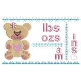 Baby birth announcement template machine embroidery design by sweetstitchdesign.com