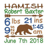 Baby birth announcement -custom embroidery design by sweetstitchdesign.com